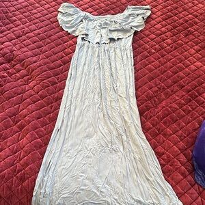 SHEIN Light Blue Off-Shoulder Maxi Dress